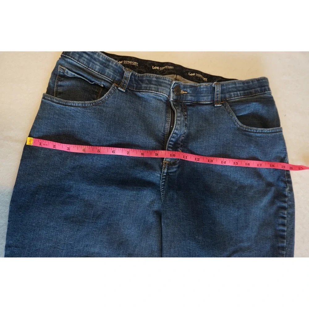 Lee Comfort Stretch Waistband Straight Leg Jeans Dark Wash Blue Denim 3076333